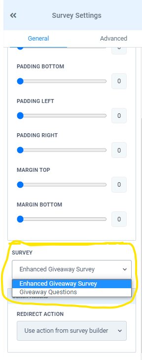 how to change landing page pointing to a new survey