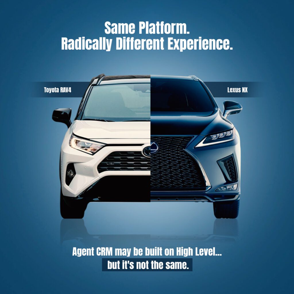 Agent CRM is not GoHighLevel - Toyota Lexus comparison
